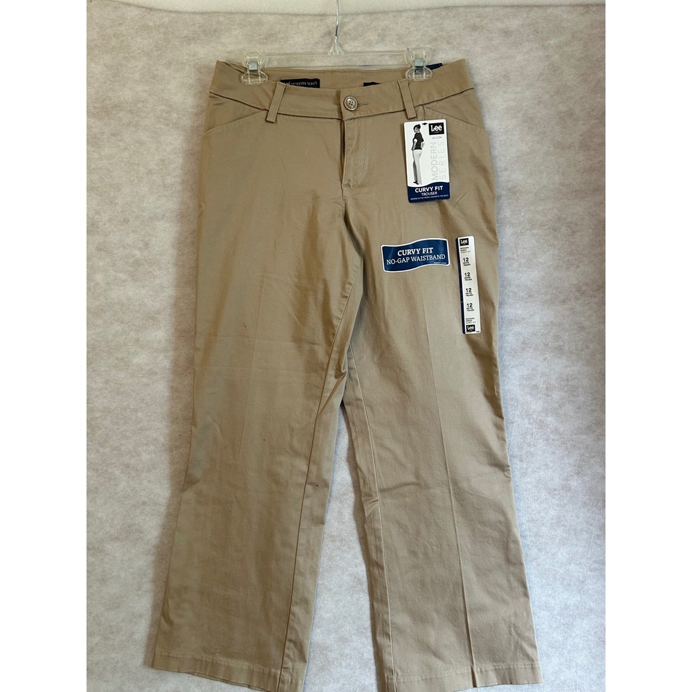 Lee Modern Series Curvy Fit Trouser Caramel Khaki Pants 12 Petite 463671A